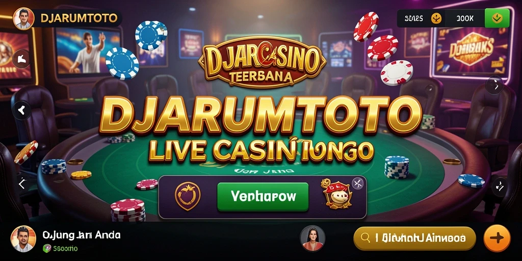 Screenshot gameplay DJARUMTOTO dengan dealer langsung dan suasana kasino.