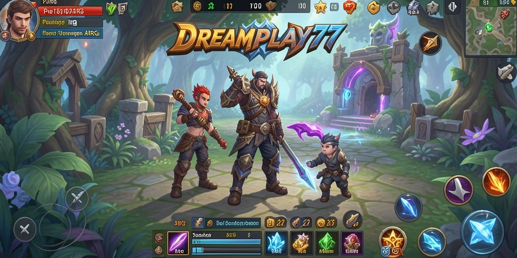 Screenshot menunjukkan aksi pertarungan intens dalam <strong>DREAMPLAY77</strong> yang menampilkan kemampuan karakter.
