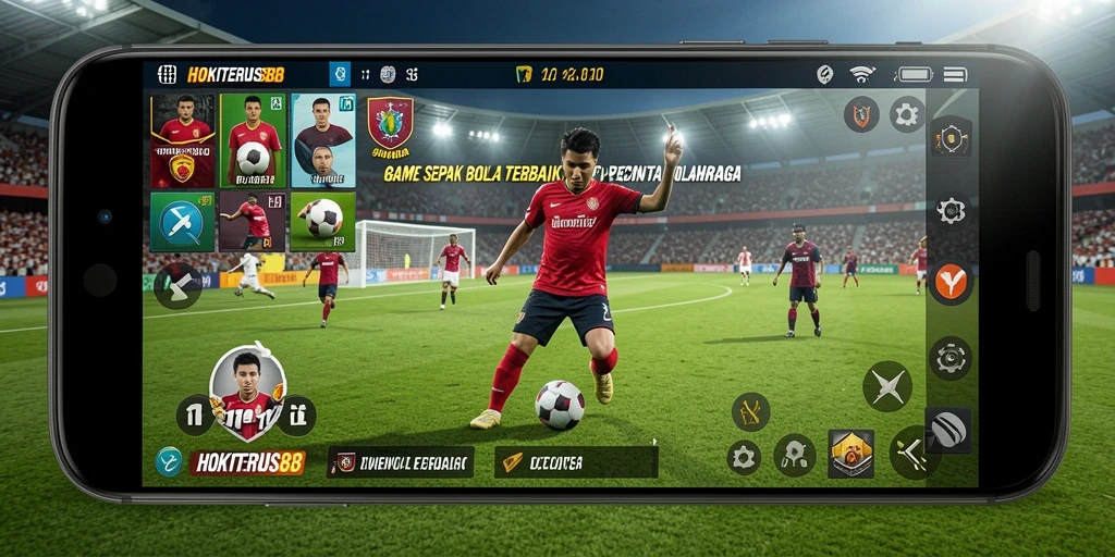 Screenshot gameplay HOKITERUS88 yang menarik dengan aksi sepak bola seru.
