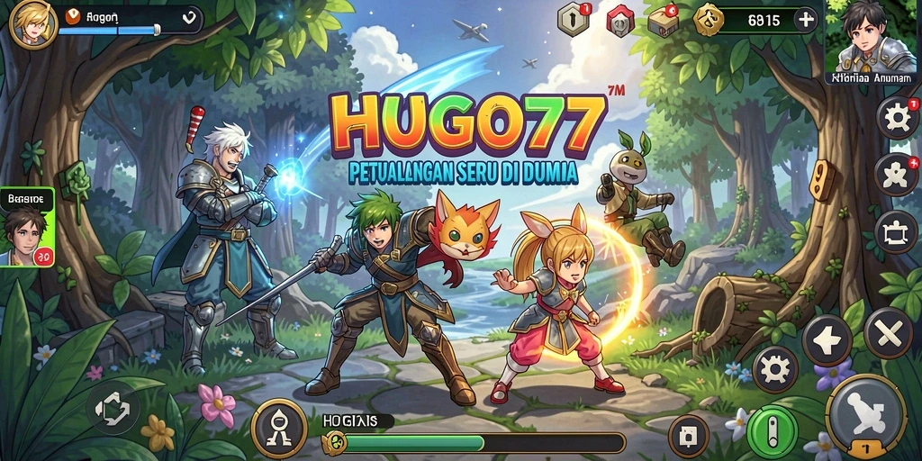 Gameplay HUGO77 menampilkan karakter anime dalam aksi seru.