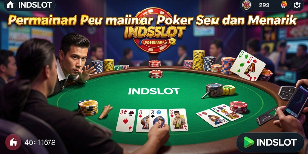 Tampilan gameplay Poker yang menarik dan interaktif di INDSLOT.