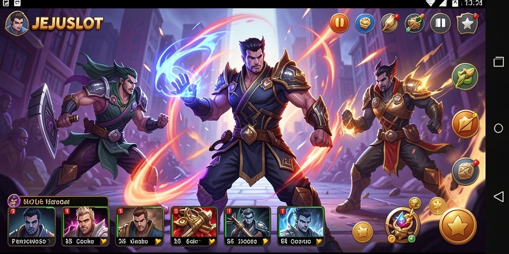 Tampilan gameplay seru di JEJUSLOT dengan aksi pertarungan yang mendebarkan.