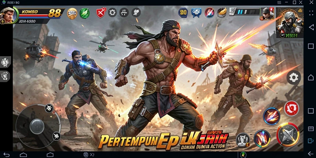 Screenshot KOMBO88 menampilkan aksi pertempuran yang mendebarkan dan grafis luar biasa.