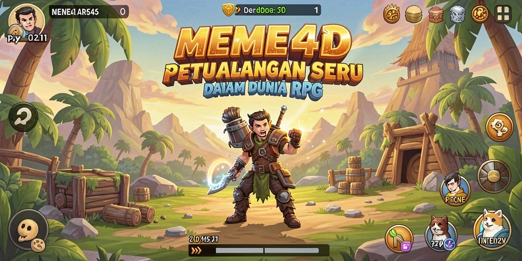 Screenshot gameplay yang menunjukkan karakter heroik dalam pertempuran RPG.