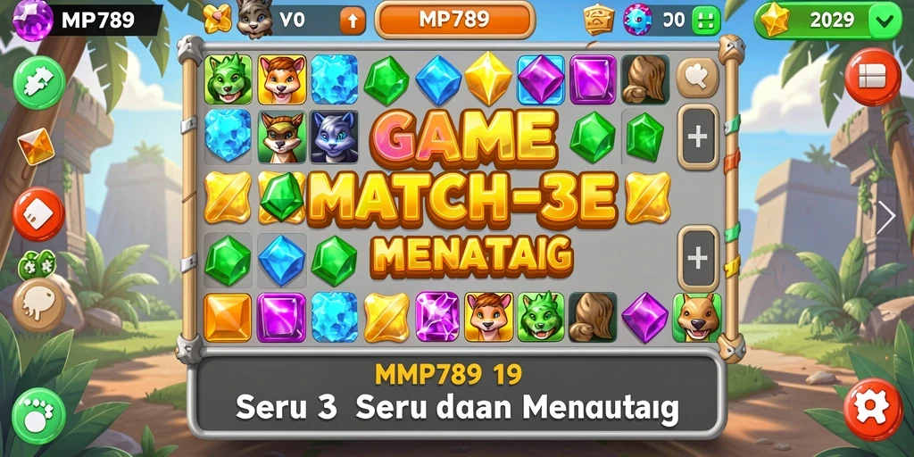 Tangkapan layar gameplay MVP789 menunjukkan momen pencocokan objek Match-3.