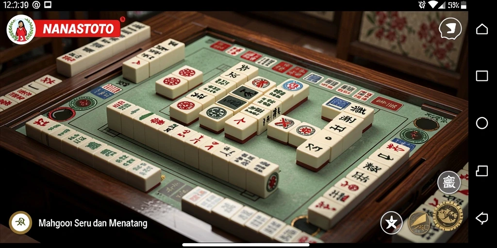Tampilan gameplay NANASTOTO yang mengasyikkan saat menyusun batu Mahjong.