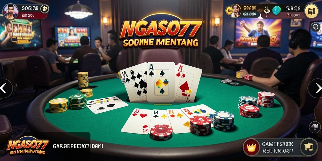 Tampilan gameplay NGASO77 yang seru dan dinamis dalam permainan Poker.
