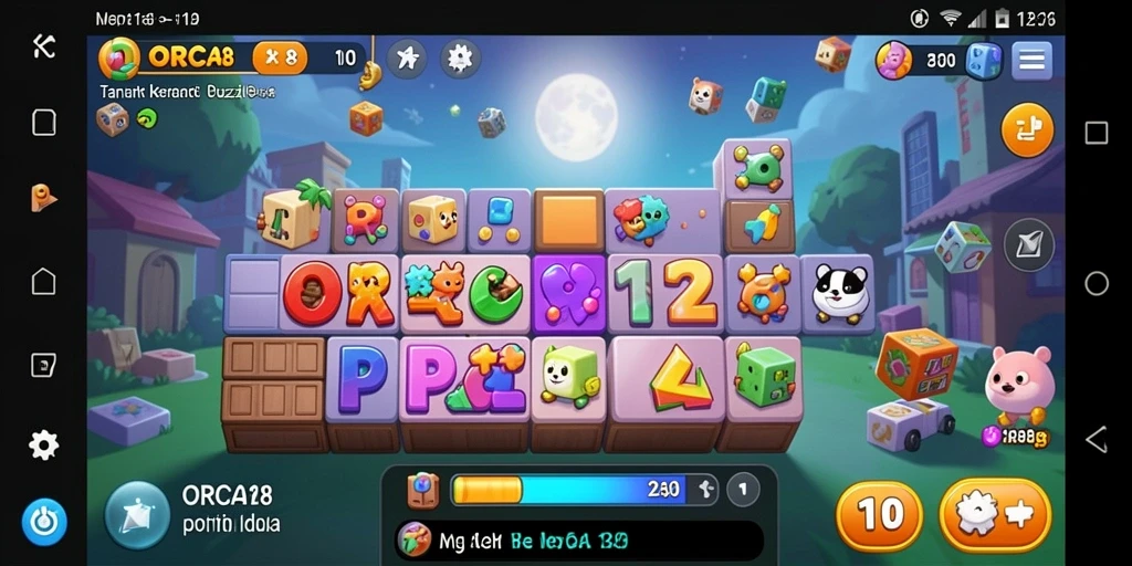 Screenshot gameplay ORCA128 menampilkan tantangan puzzle yang menarik.
