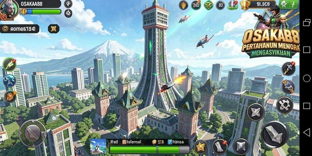 Tampilan yang menakjubkan dari gameplay Tower Defense.