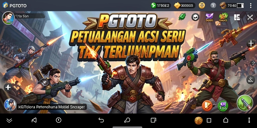 Screenshot utama PGTOTO menampilkan aksi seru dan gameplay yang intens.