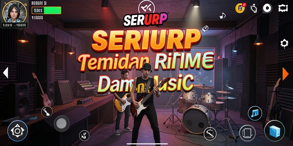 Tampilan gameplay SERURP yang menarik dengan berbagai jenis musik.