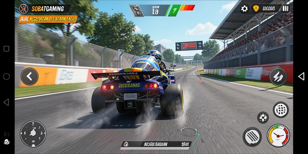 Screenshot gameplay SOBATGAMING yang menampilkan aksi balap mendebarkan.