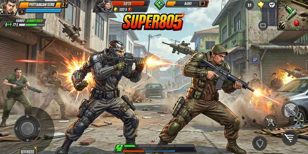 Tangkapan layar SUPER805 menampilkan aksi pertarungan yang mendebarkan.