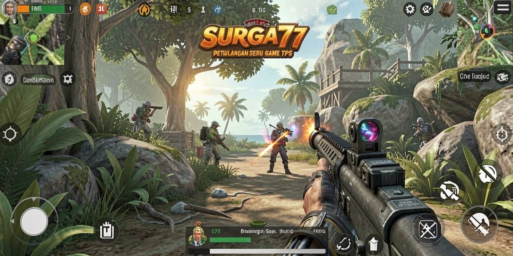 Tampilan gameplay seru dalam SURGA77 dengan aksi tembak-menembak intens.