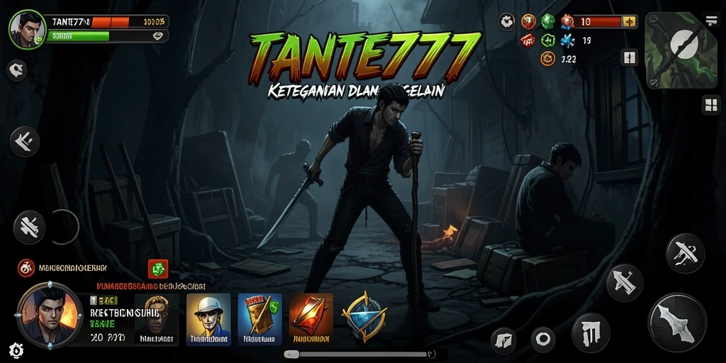 Tampilan gameplay yang mencekam dalam TANTE777 dengan suasana horror yang kental.