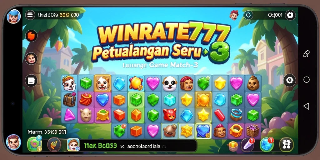 Tampilan menyenangkan dari gameplay Match-3 WINRATE777 yang penuh warna.