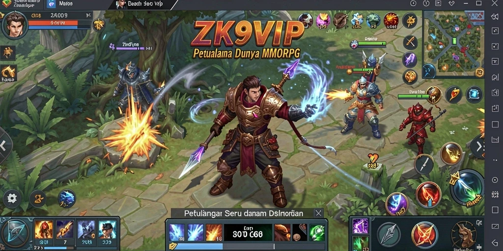 Screenshot gameplay ZK9VIP dengan aksi seru para pahlawan MMORPG.
